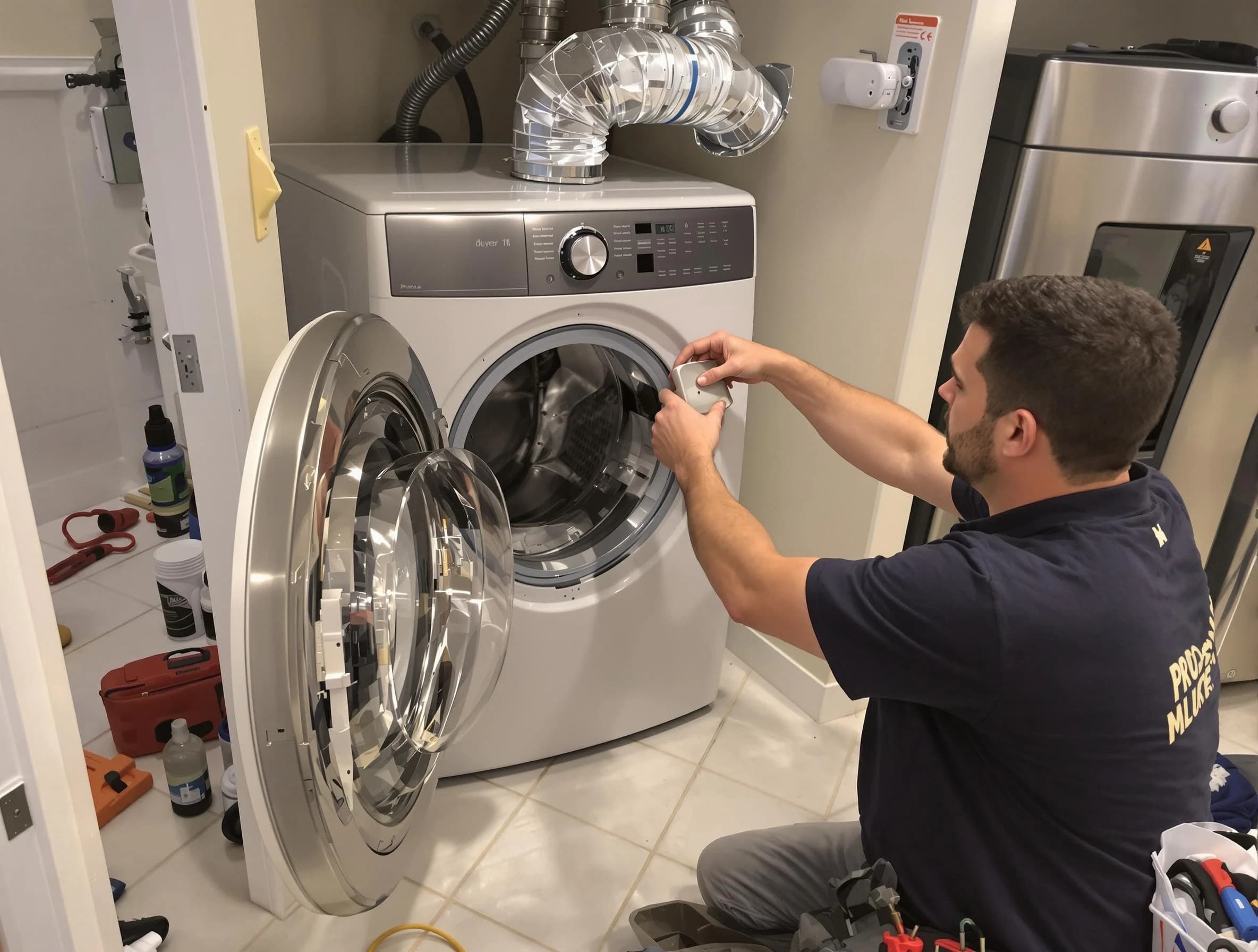 Northglenn Dryer Vent Cleaning technician performing precise dryer vent hose installation in Northglenn