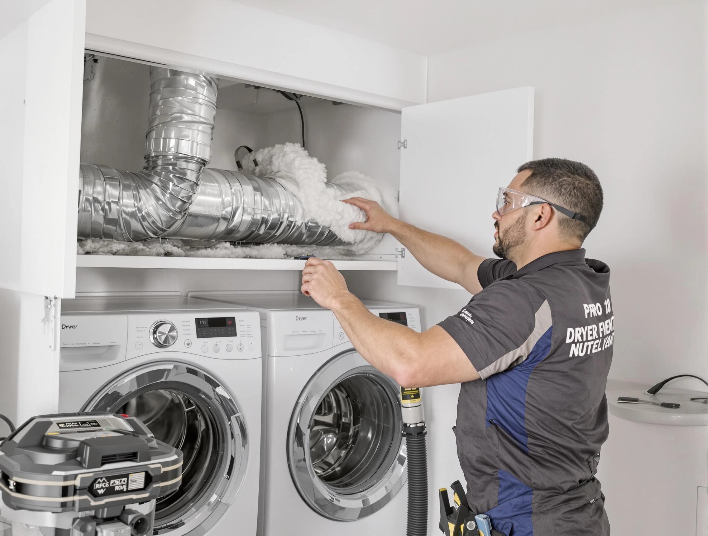 Northglenn Dryer Vent Cleaning certified technician performing specialized gas dryer vent cleaning in Northglenn